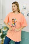 155446 Oversize Baskili Kisa Kol Tshirt